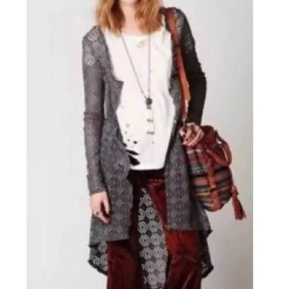 Free People Sweaters - Free People Beach Grey Crochet Duster Cardigan